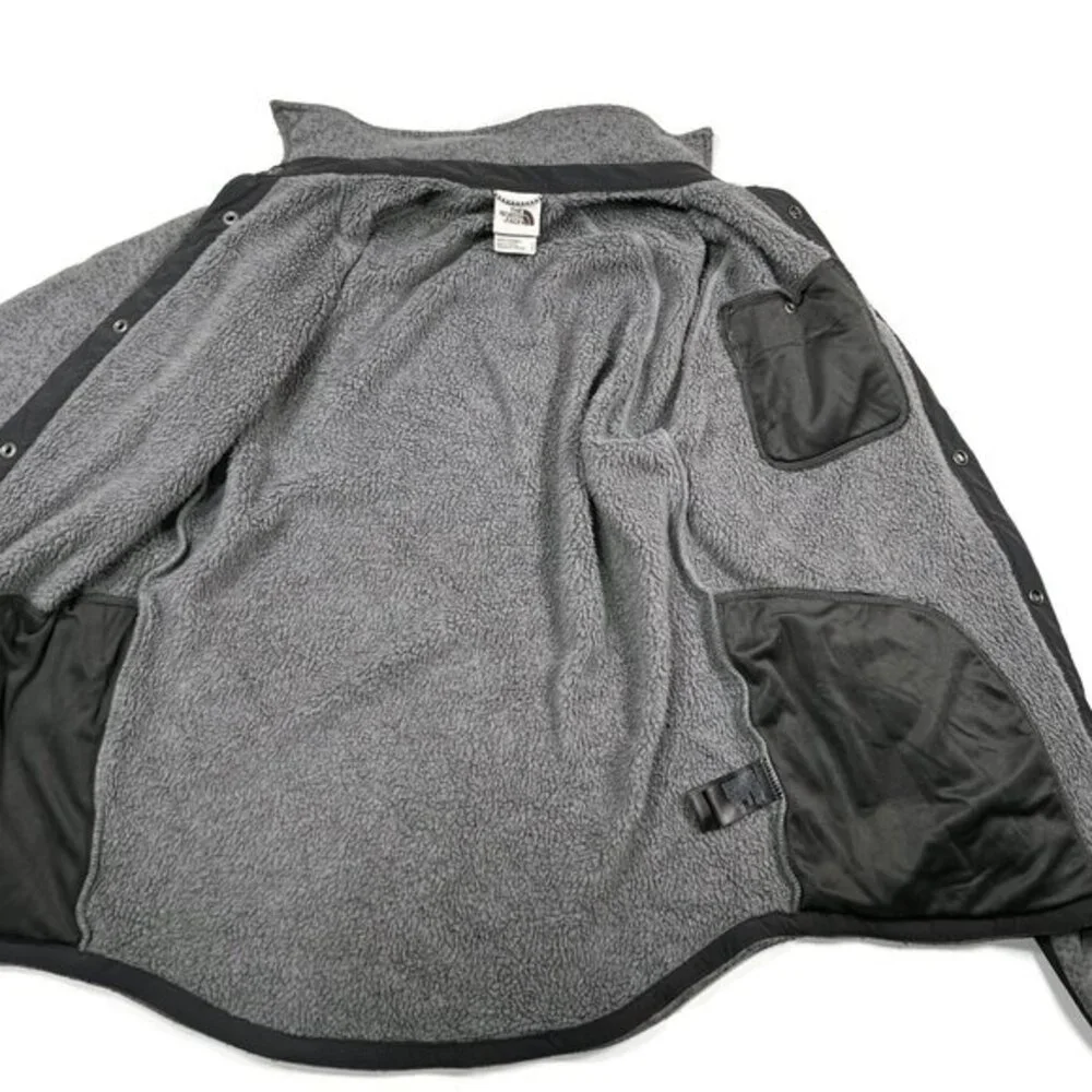 North Face Gordon Lyons Fleece Snap Button Shirt Jacket Mens Small Shacket‎ Gray